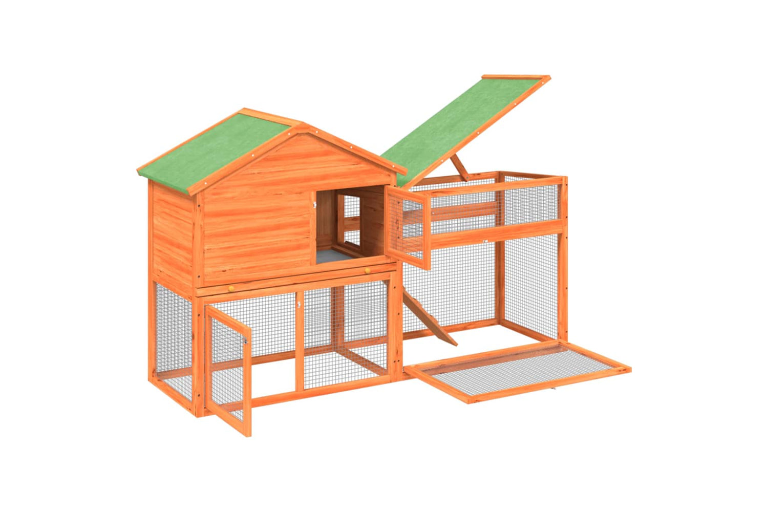 vidaXL 172276 Rabbit Hutch Brown 185.5x60.5x109.5cm Solid Wood Pine-3
