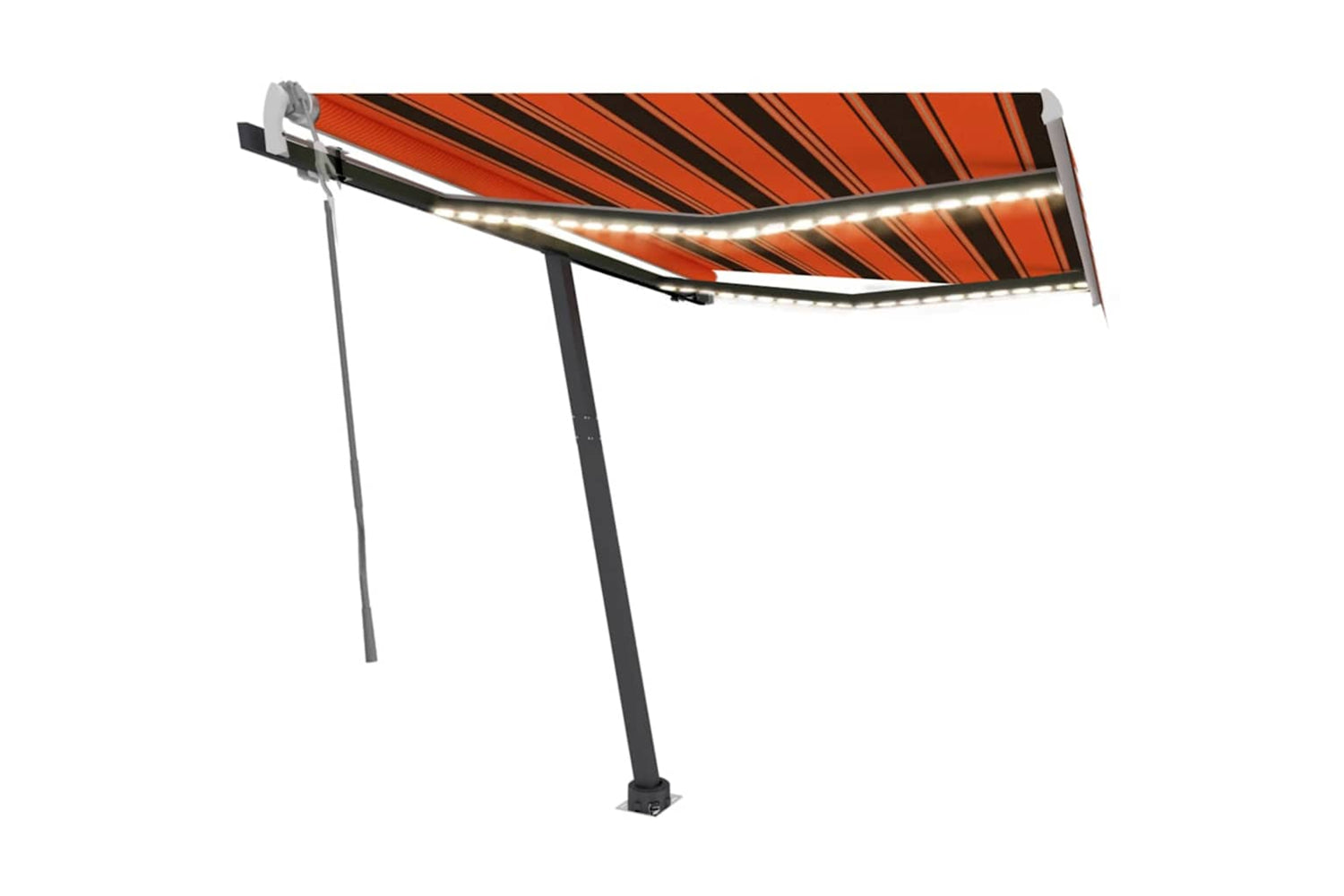 Vidaxl Manual Retractable Awning With Led 350x250 Cm Orange And Brown-2