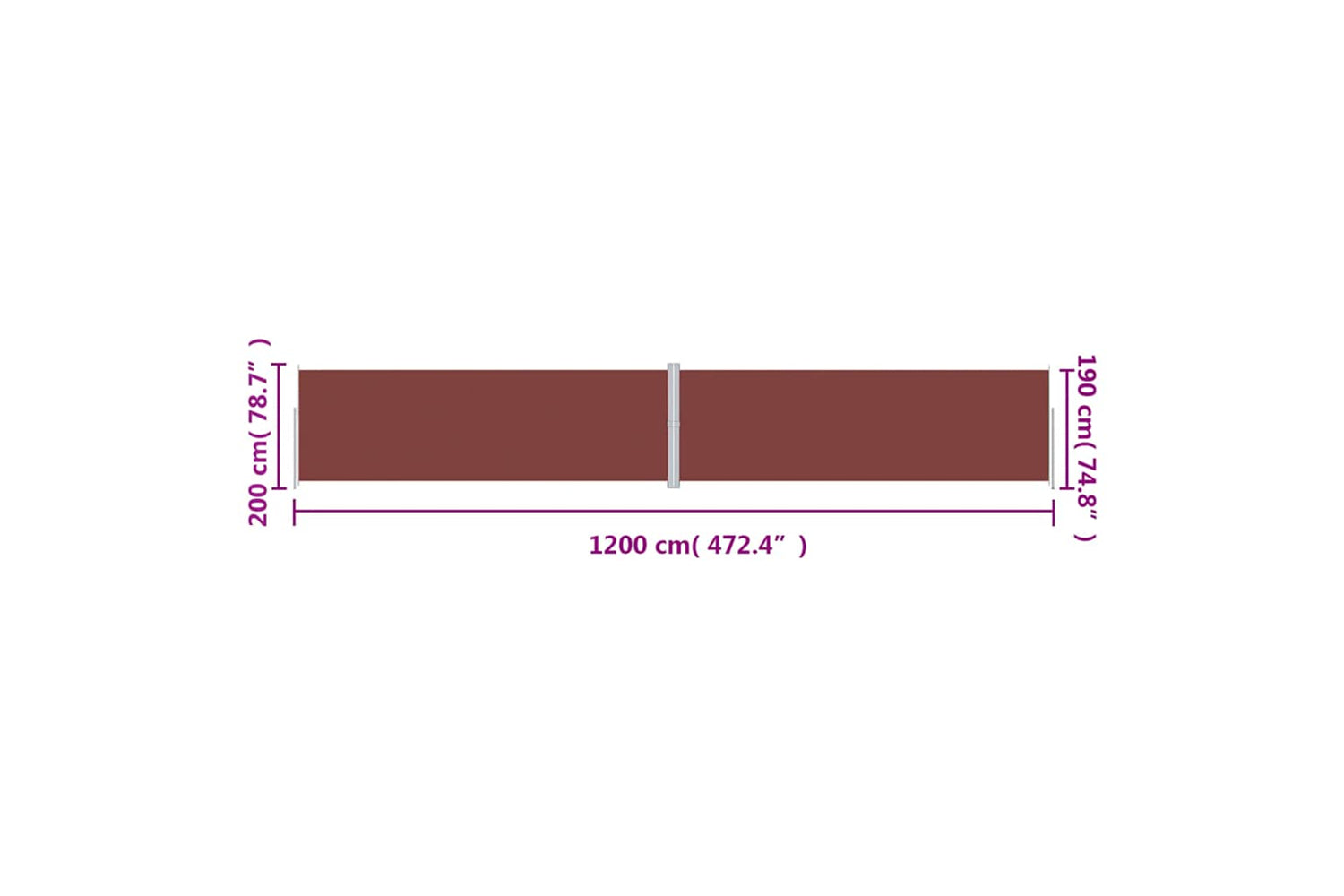 vidaXL 318081 Retractable Side Awning Brown 200x1200cm-7