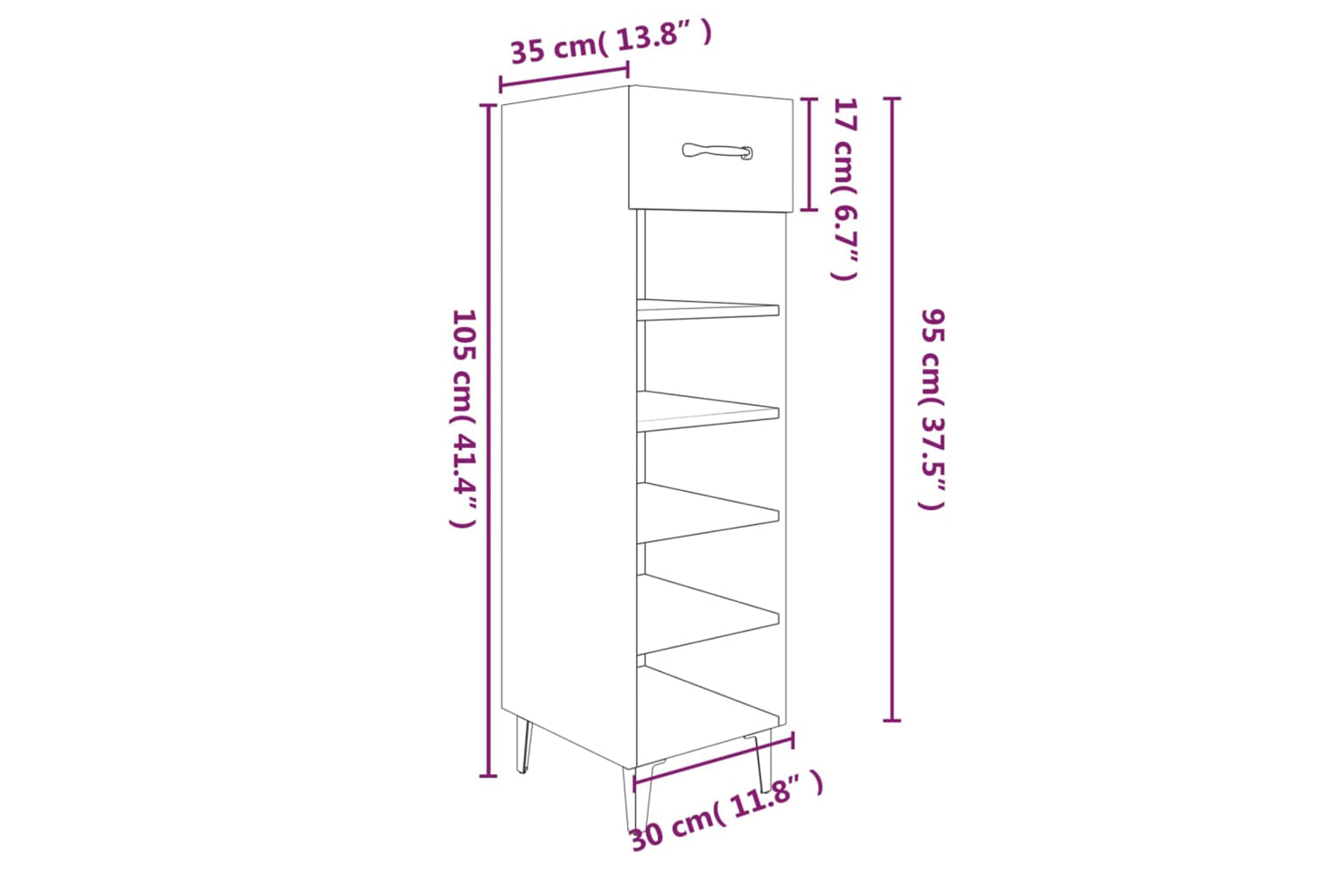 vidaXL 817566 Shoe Cabinet Brown Oak 30x35x105cm Engineered Wood-8