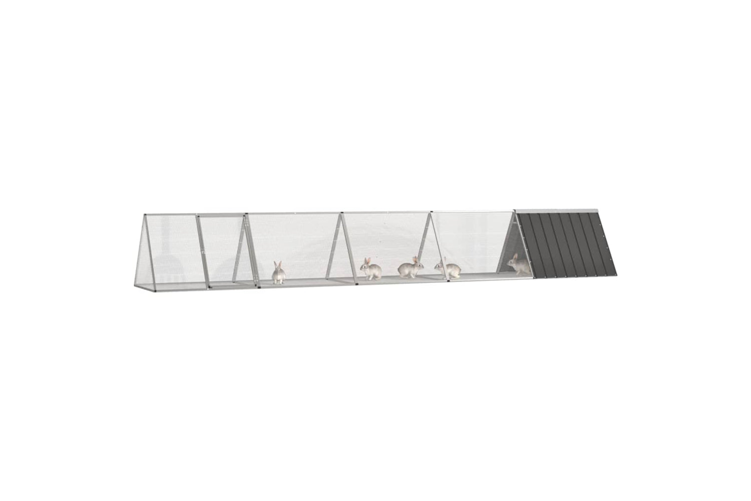 vidaXL 3106448 Rabbit Cage Anthracite 504.5x80.5x71cm Galvanised Steel-2