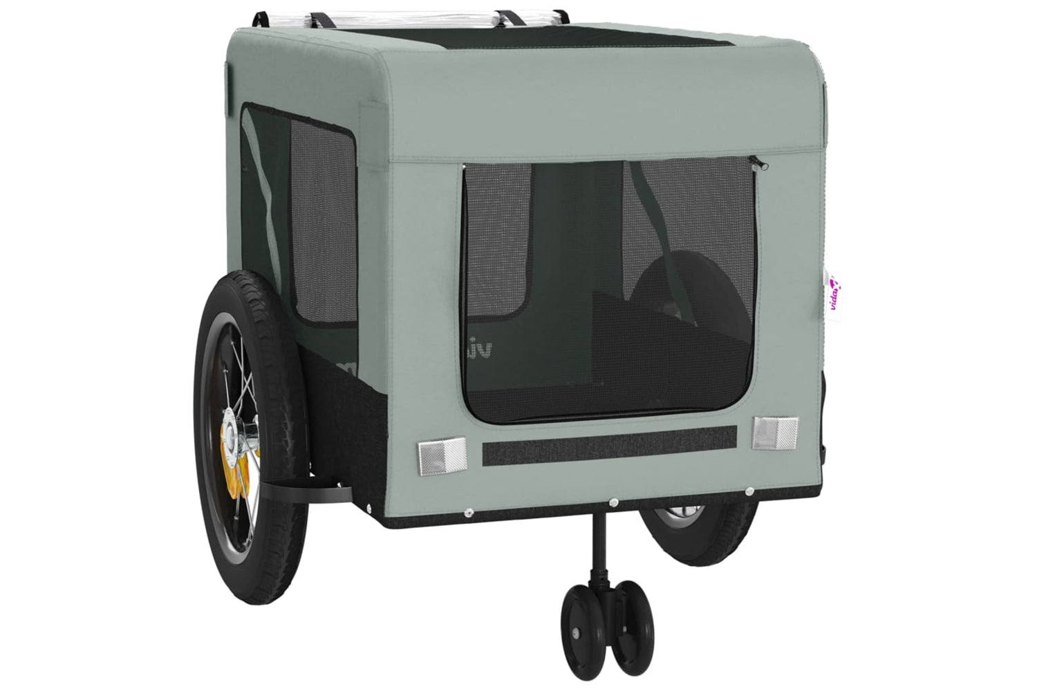 Vidaxl 93944 Pet Bike Trailer Grey And Black Oxford Fabric And Iron-5
