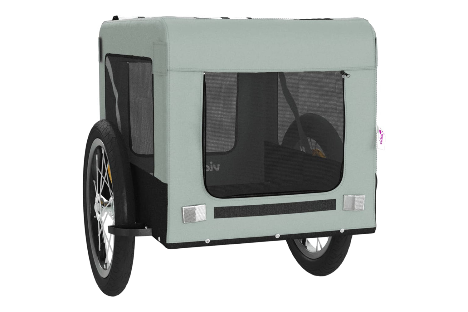 Vidaxl 93916 Pet Bike Trailer Grey And Black Oxford Fabric&iron-5