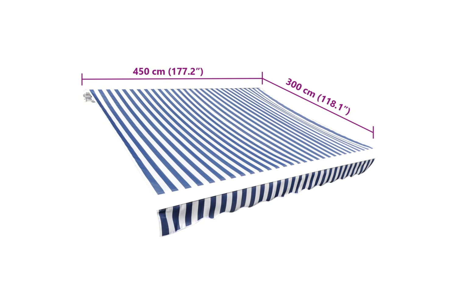 vidaXL 143700 Awning Top Sunshade Canvas Blue & White 450x300cm-5