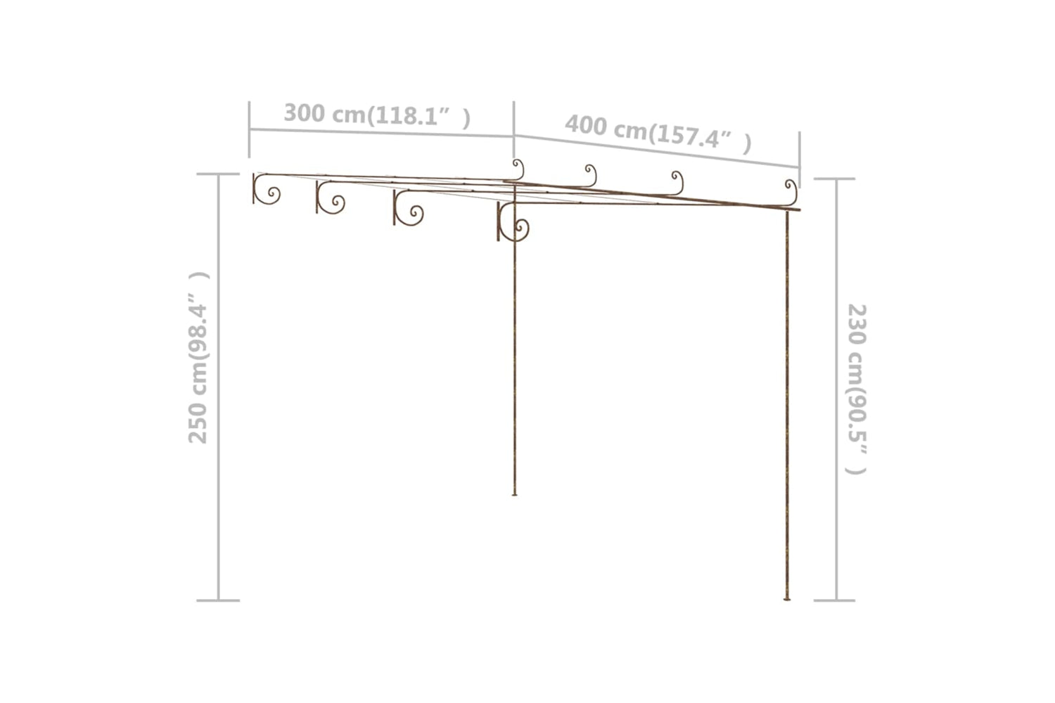 Vidaxl 313998 Garden Pergola Antique Brown 4x3x2.5 M Iron-6