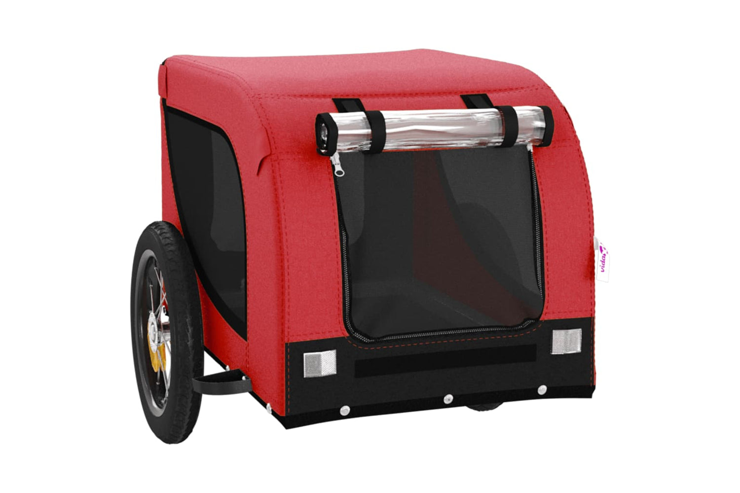 Vidaxl 93992 Pet Bike Trailer Red And Black Oxford Fabric And Iron-3