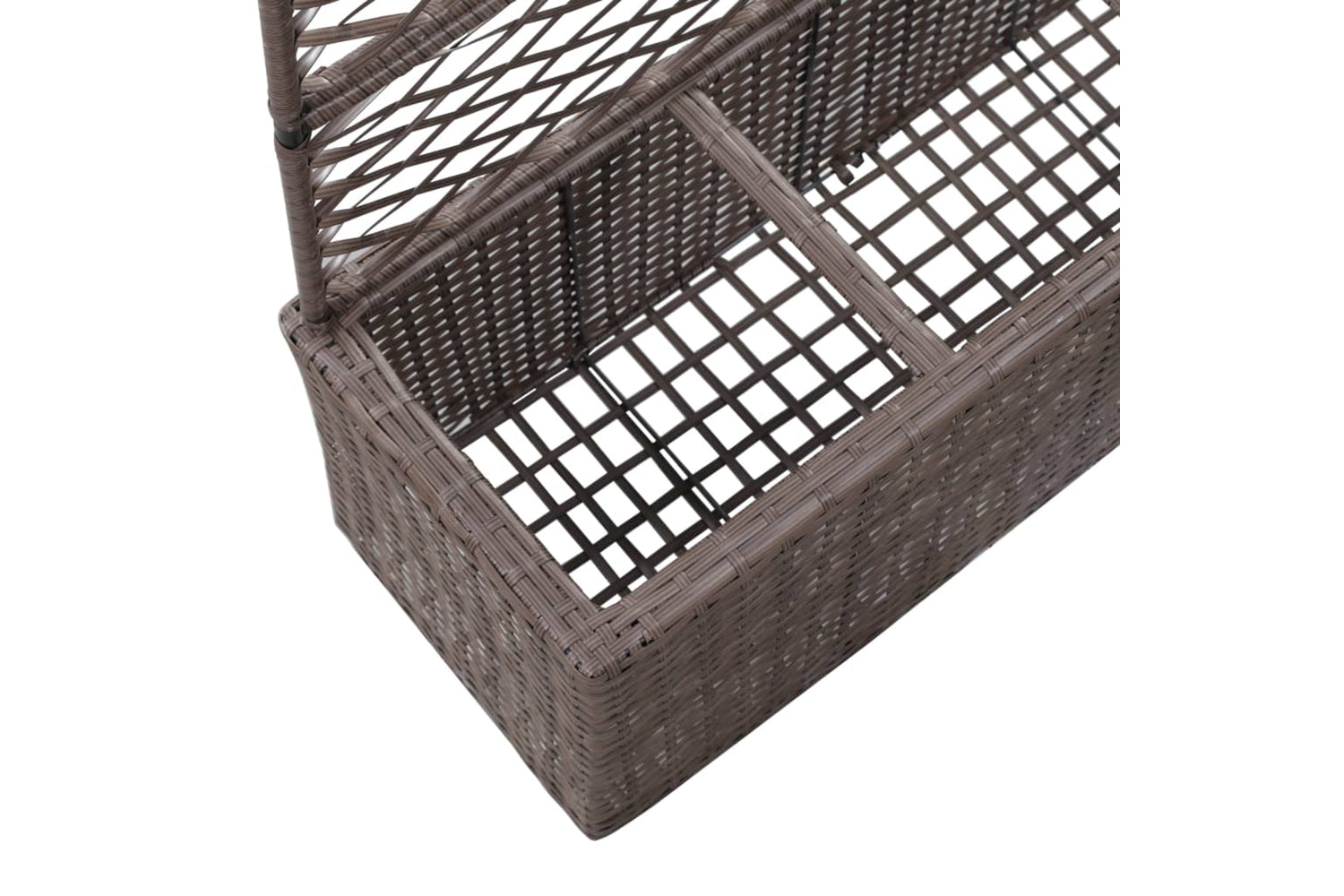 vidaXL 46938 Trellis Raised Bed With 3 Pots 83x30x130cm Poly Rattan Brown-6