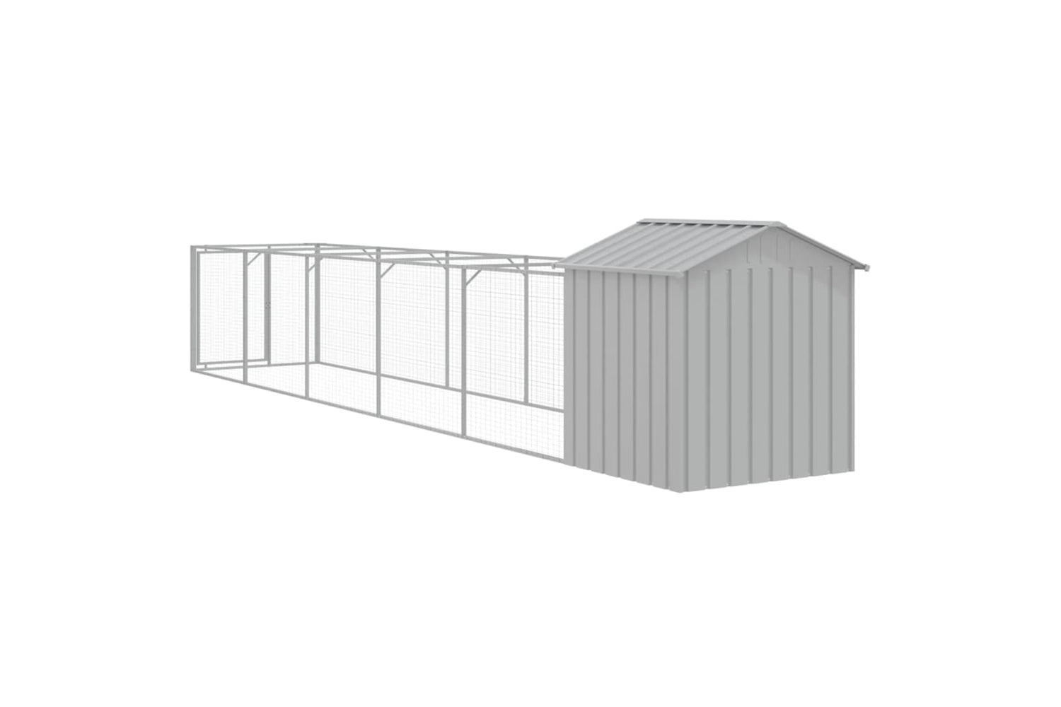 vidaXL 3189065 Dog House With Roof Light Grey 117x609x123cm Galvanised Steel-4