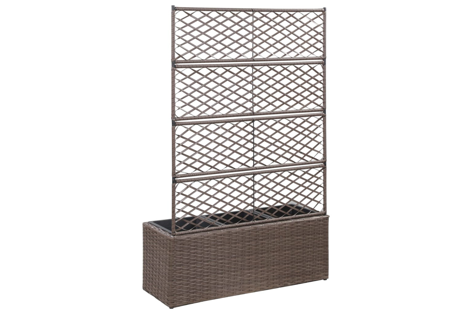 vidaXL 46938 Trellis Raised Bed With 3 Pots 83x30x130cm Poly Rattan Brown-3