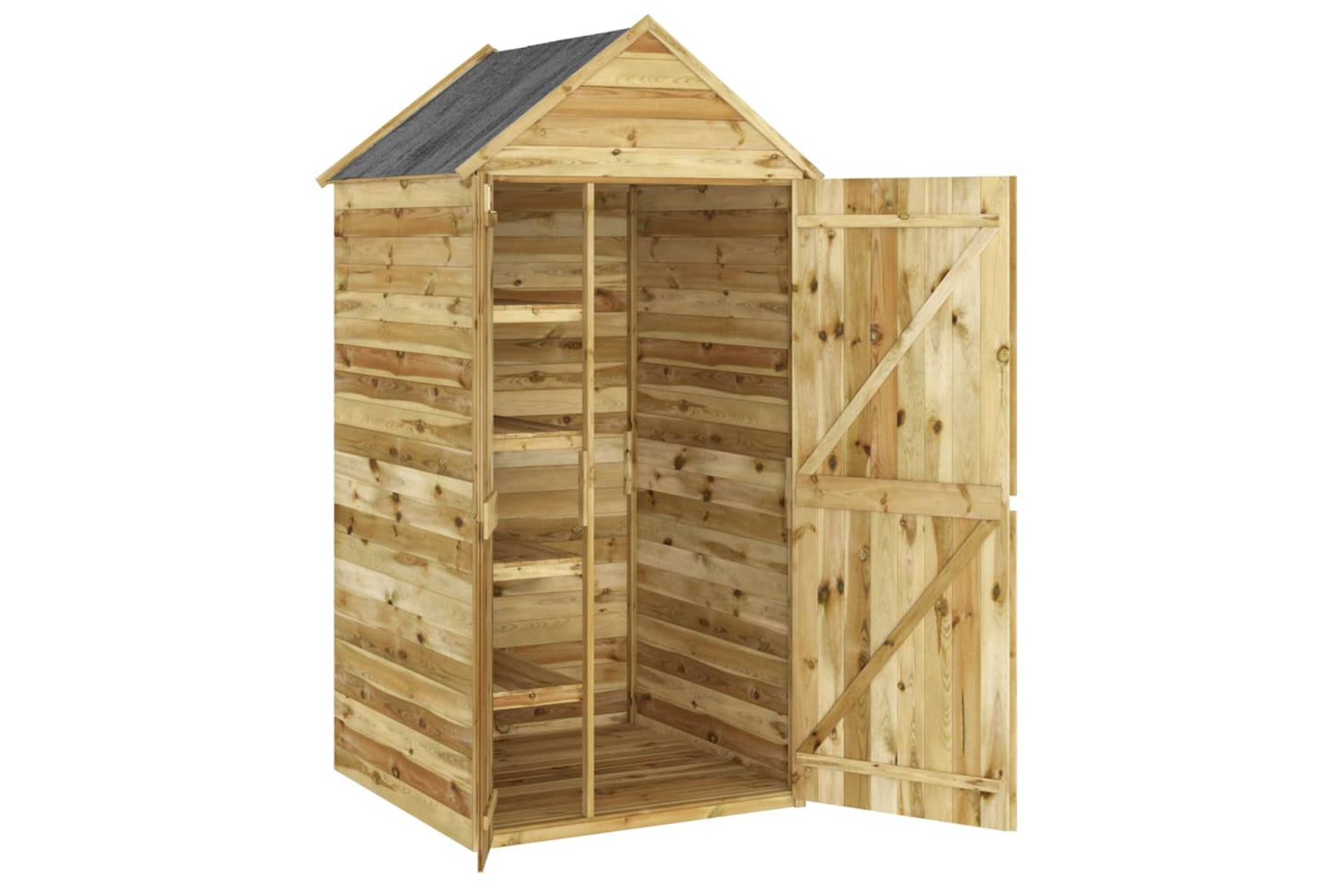 vidaXL 318193 Garden Tool Shed With Door 107x107x220cm Impregnated Solid Wood Pine-5
