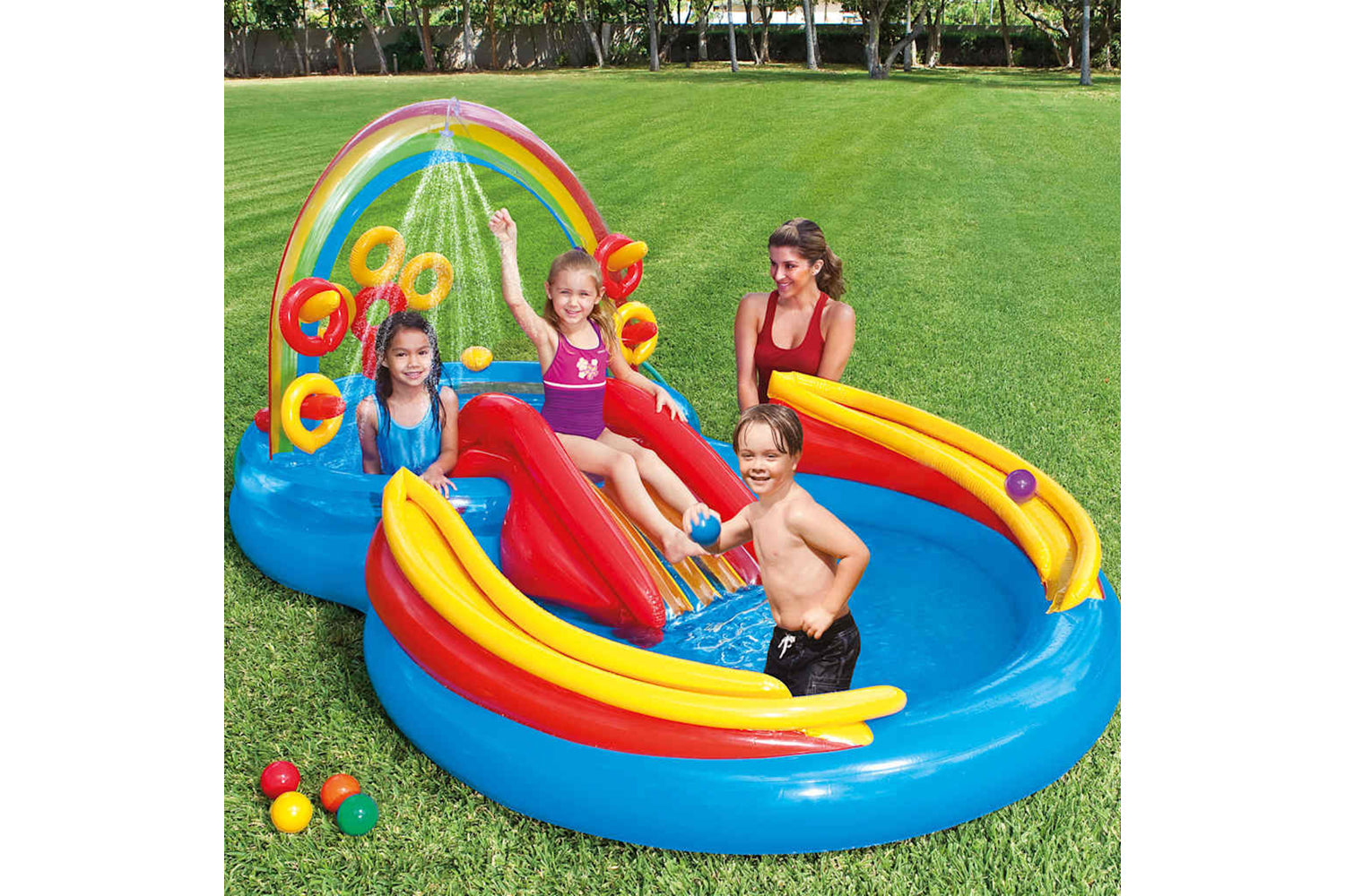 Intex Inflatable Pool Rainbow Ring Play Center 297x193 X135 Cm 57453np-6
