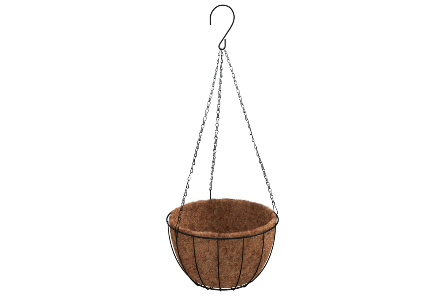 vidaXL 319359 Hanging Planters 4 Pcs With Coco Liners Black ÃƒÂƒÃ‚Â˜ 40x63cm Steel-3