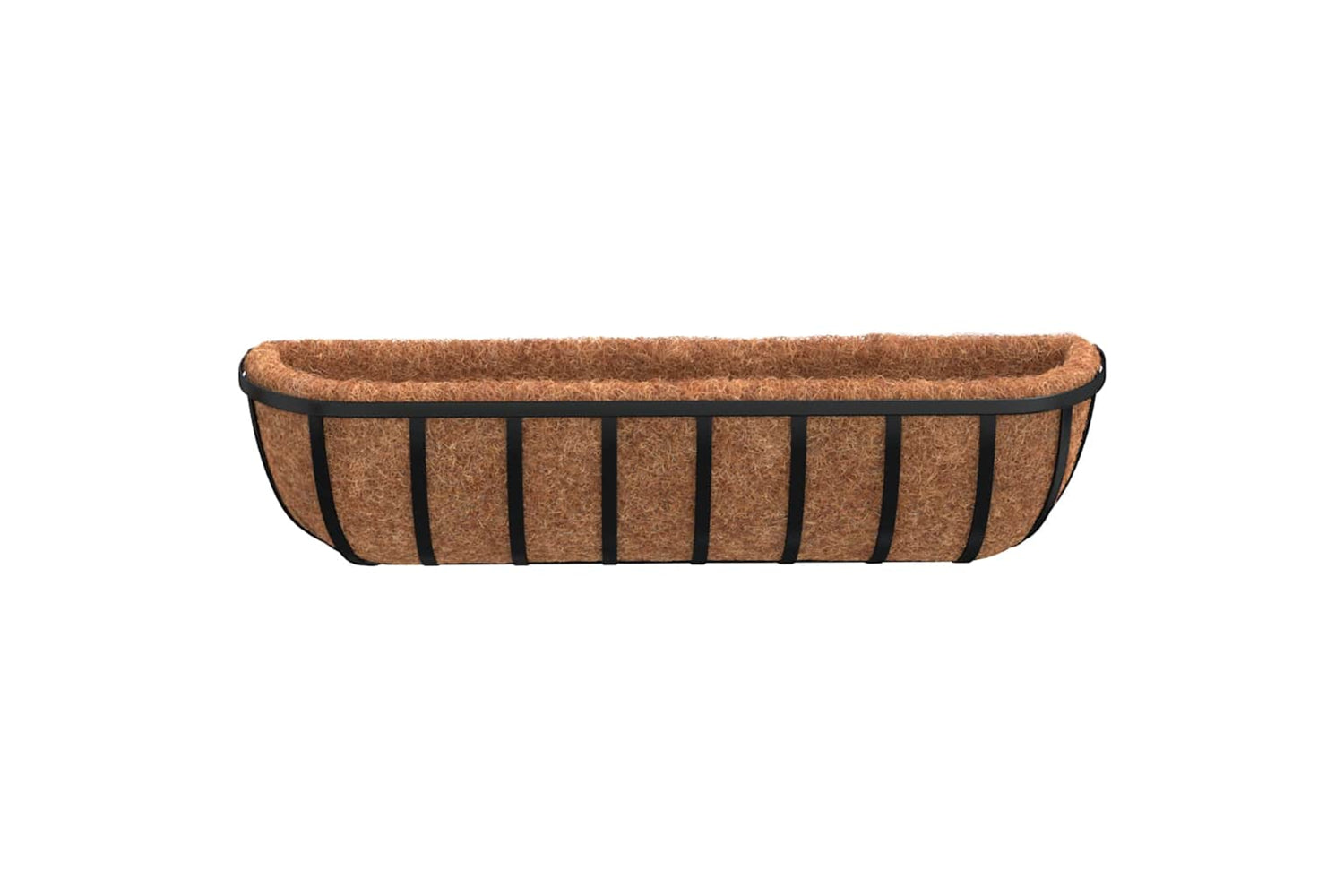 vidaXL 319354 Wall Troughs 2 Pcs With Coco Liners Black 61x19x16cm Steel-3