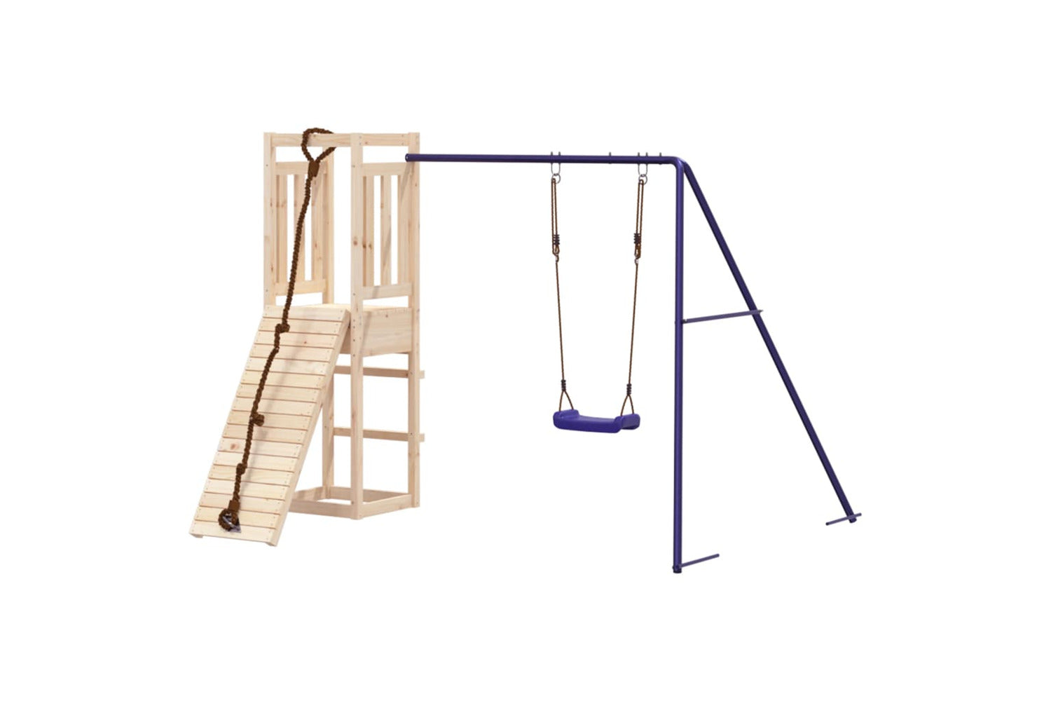Vidaxl 3155948 Playhouse With Climbing Wall Swing Solid Wood Pine-3