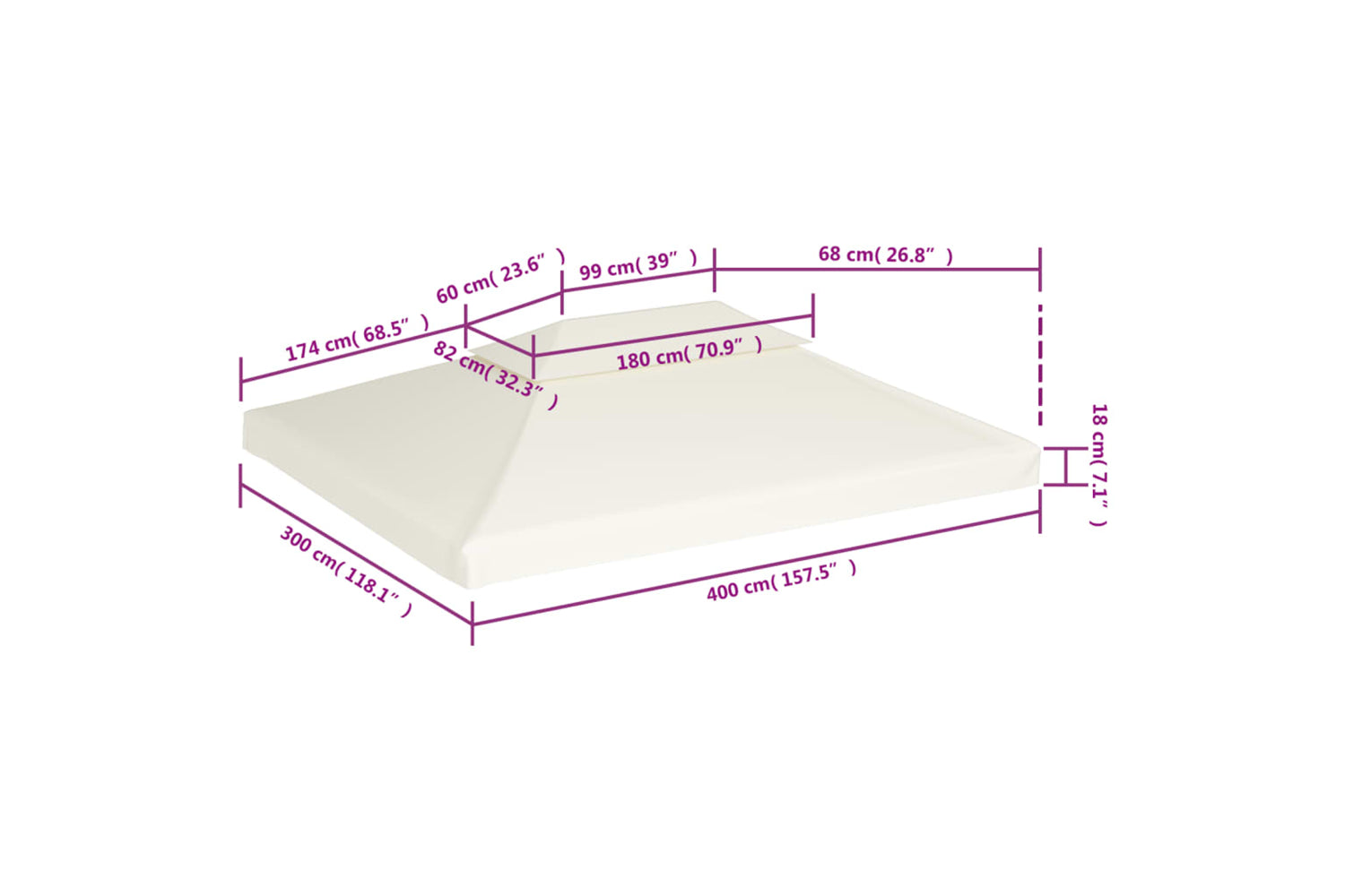 Vidaxl Gazebo Cover Canopy Replacement 310 G / M2 Cream White 3 X 4 M-6
