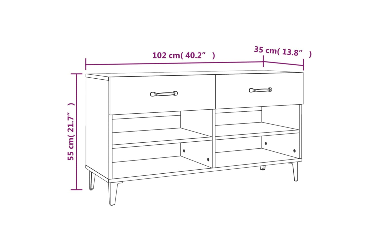 vidaXL 817571 Shoe Cabinet Grey Sonoma 102x35x55cm Engineered Wood-8