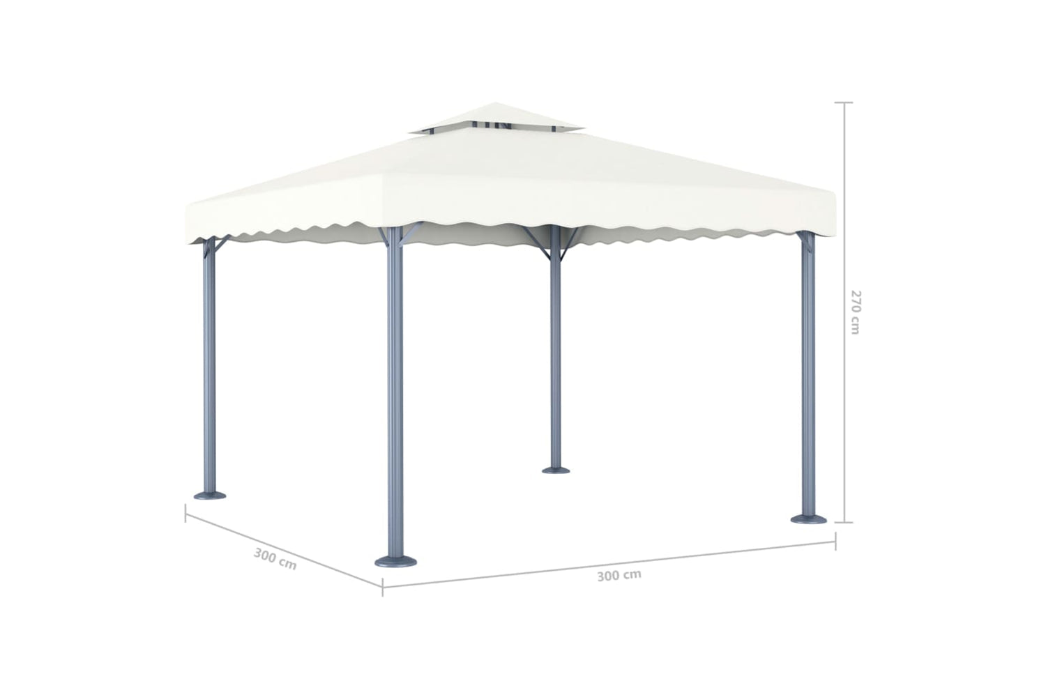 Vidaxl 3070342 Gazebo With Led String Lights 300x300 Cm Cream Aluminium-7