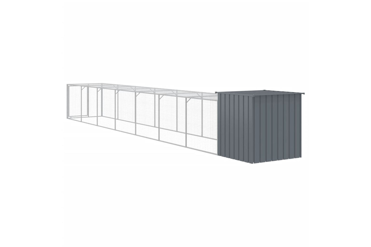 vidaXL 3189091 Chicken Cage With Run Anthracite 110x813x110cm Galvanised Steel-4
