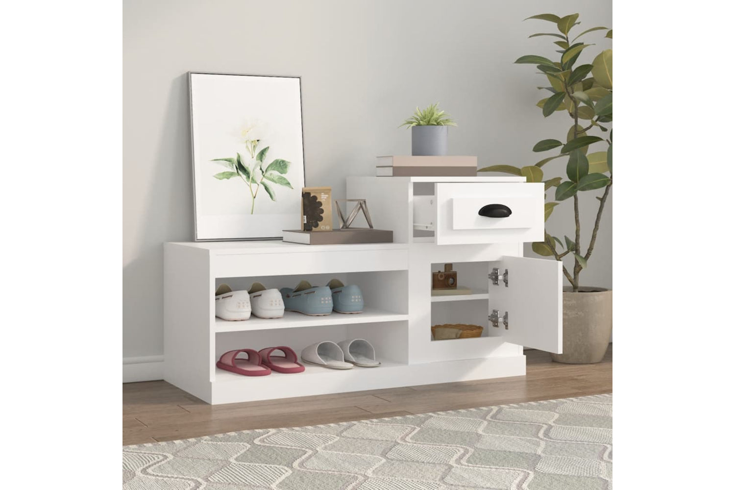 vidaXL 816416 Shoe Cabinet White 100x42x60cm Engineered Wood-2