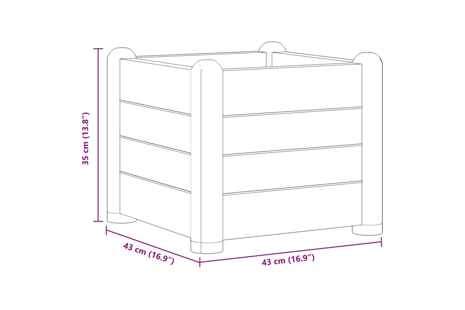 vidaXL 317579 Garden Raised Bed Pp Stone Grey 43x43x35cm-4