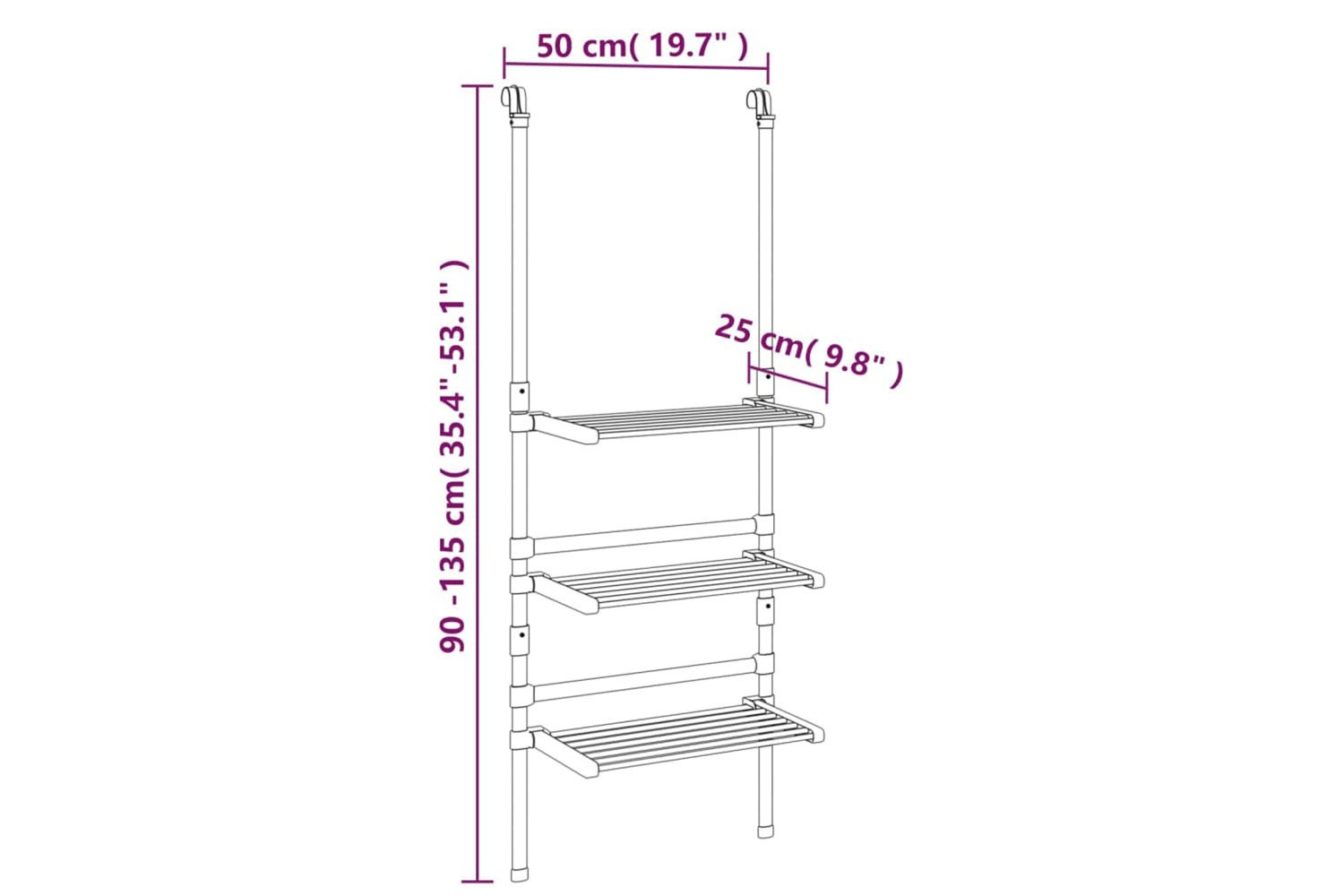 Vidaxl 344383 3-tier Hanging Laundry Drying Rack Aluminium-7