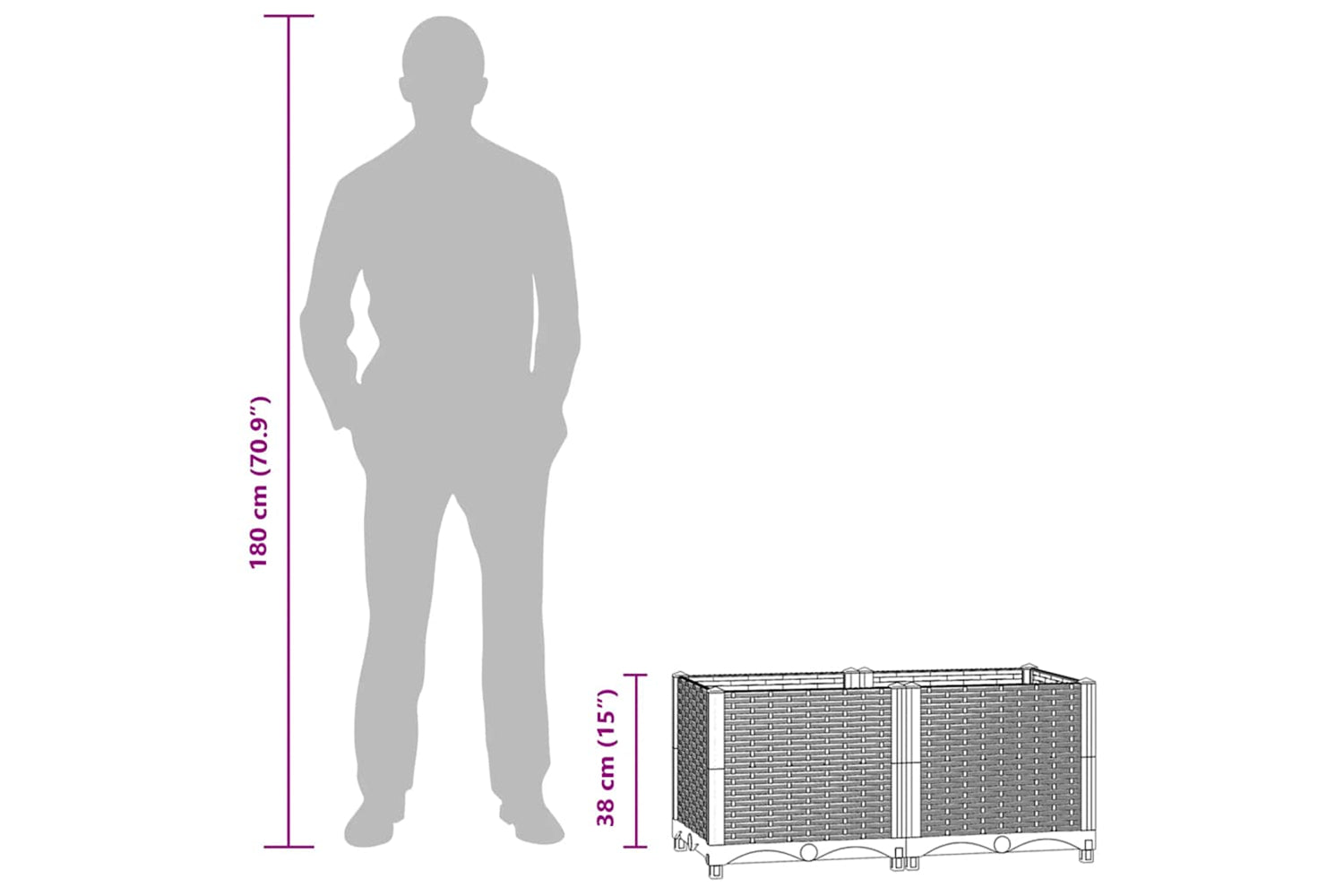 vidaXL Raised Bed 80x40x38cm Polypropylene-9