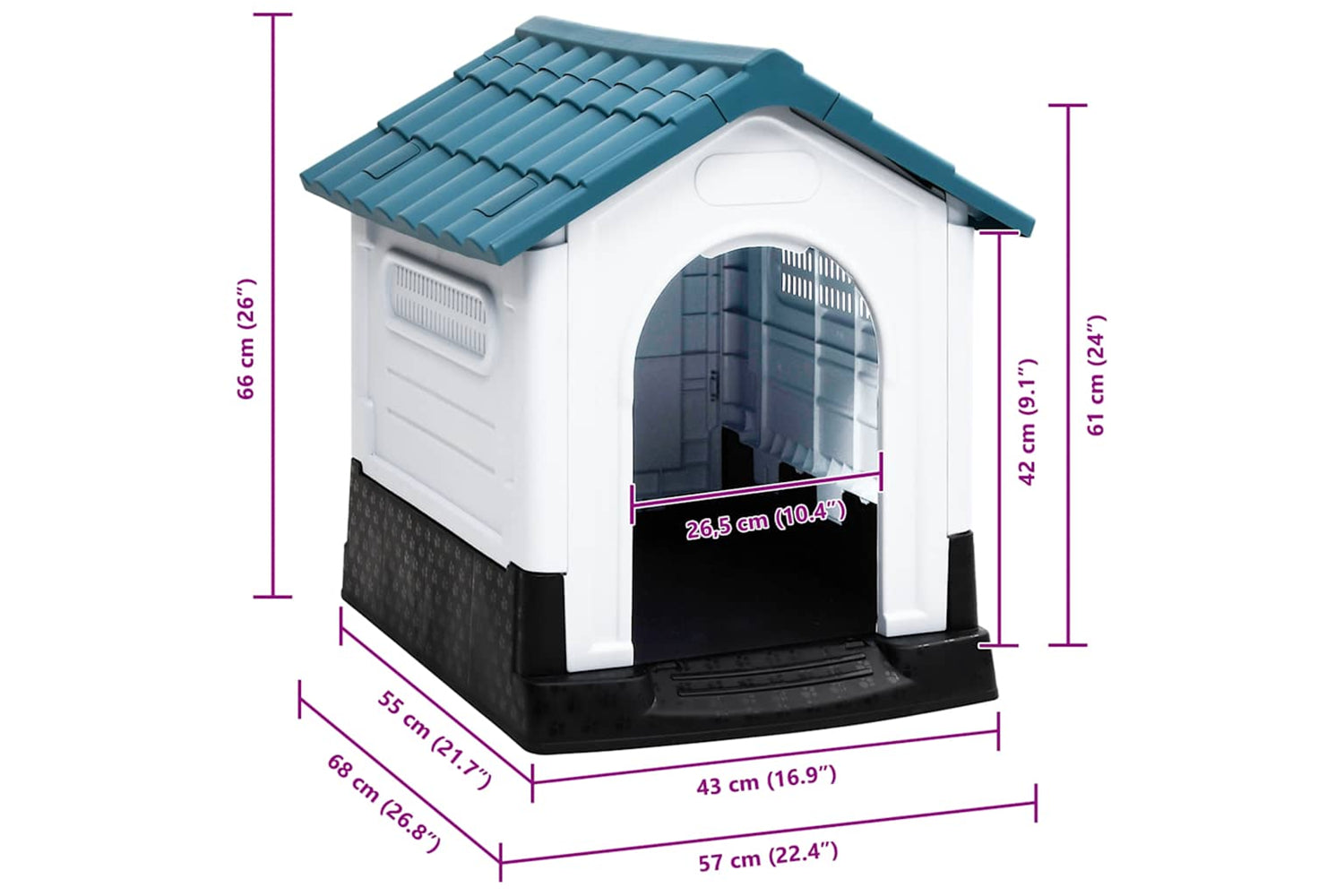 vidaXL 152227 Dog House Blue 57x68x66cm Polypropylene-8