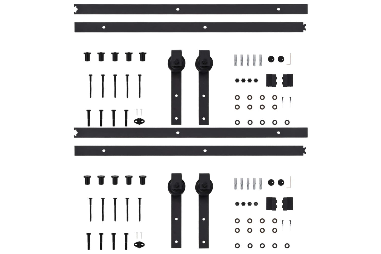 vidaXL Sliding Door Hardware Kits 2 Pcs 183cm Steel Black-4