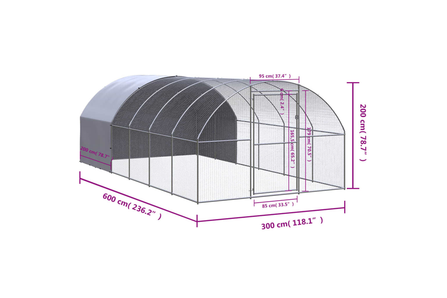 Vidaxl 3095474 Outdoor Chicken Coop 3x6x2 M Galvanised Steel-9
