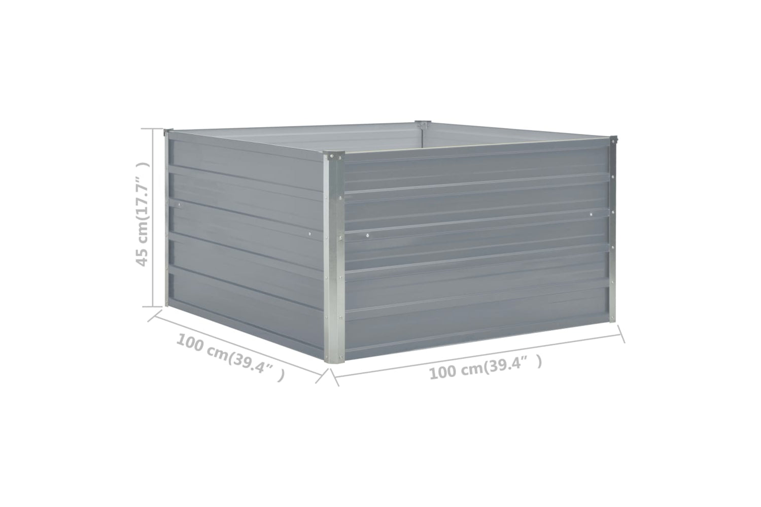 Vidaxl Raised Garden Bed 100x100x45 Cm Galvanised Steel Grey-6
