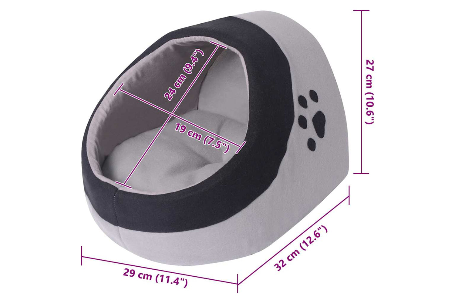 Vidaxl Cat Cubby Grey And Black M-3