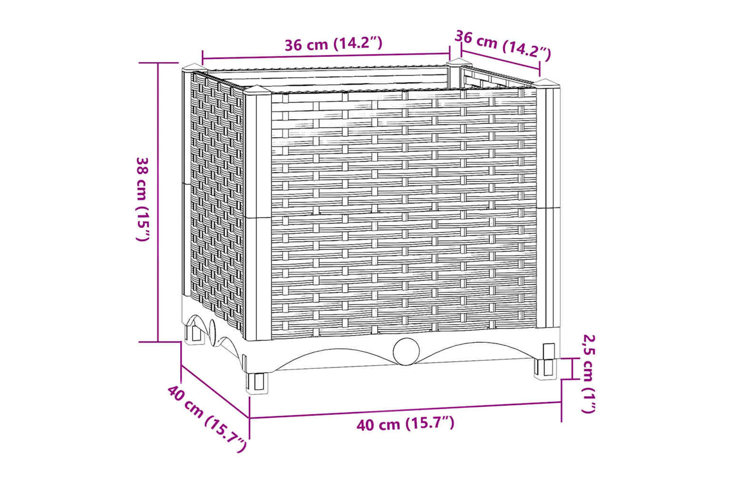 vidaXL Raised Bed 40x40x38cm Polypropylene-6