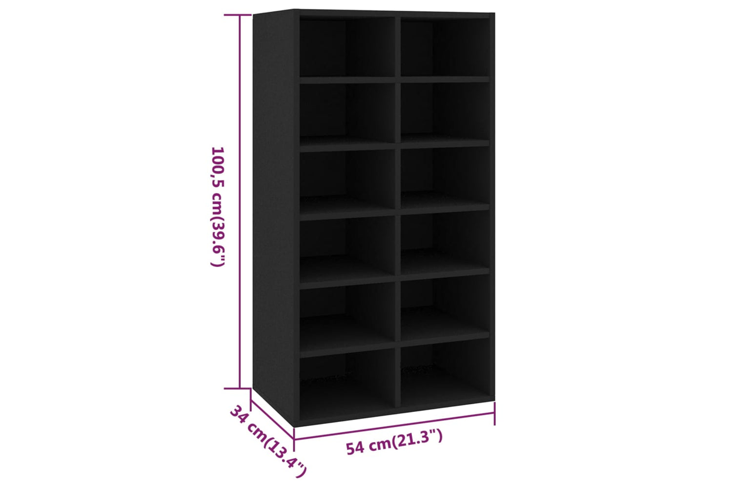 vidaXL 800397 Shoe Rack Black 54x34x100.5cm Engineered Wood-5