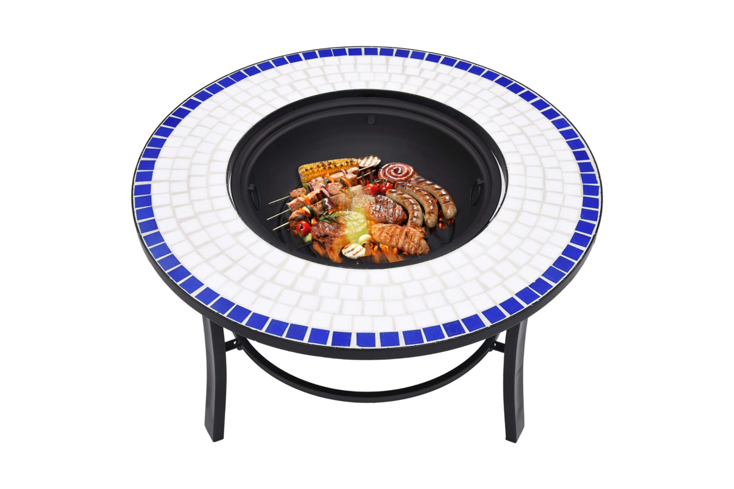 Vidaxl 46720 Vidaxl Mosaic Fire Pit Blue And White 68cm Ceramic-5