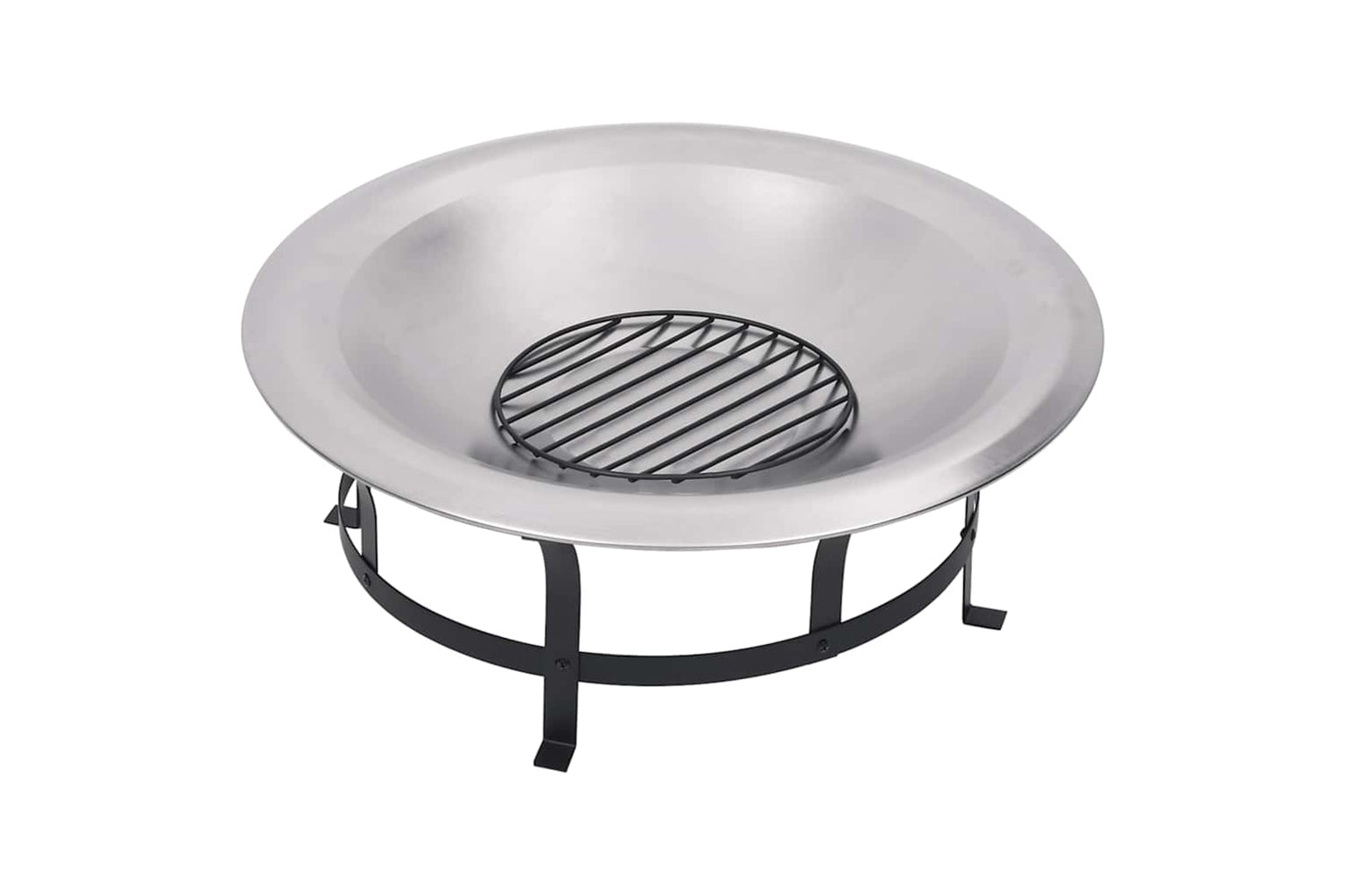 Vidaxl Outdoor Fire Pit With Grill Stainless Steel 76 Cm-4