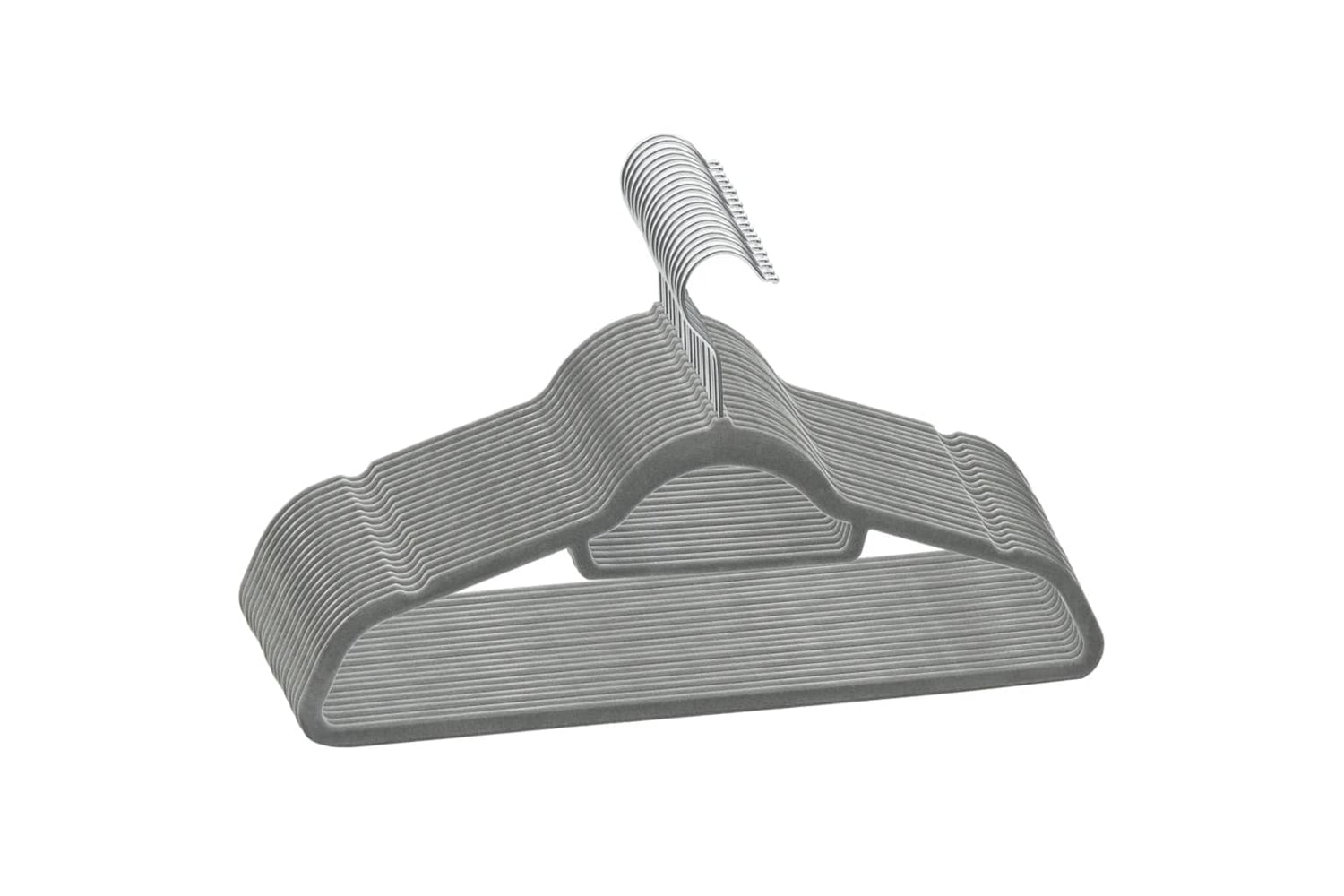 Vidaxl 289917 20 Pcs Clothes Hanger Set Anti-slip Grey Velvet-2