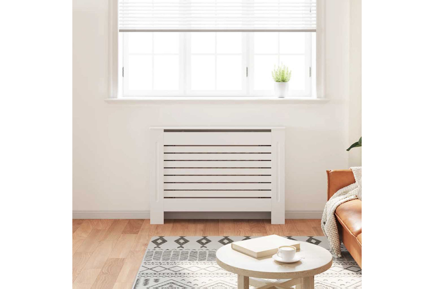 vidaXL Radiator Cover White 112x19x81.5cm Mdf-2