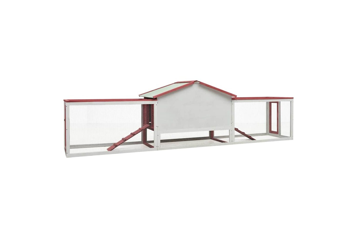 vidaXL 170860 Rabbit Hutch Red 310x70x87cm Solid Pine & Fir Wood-4