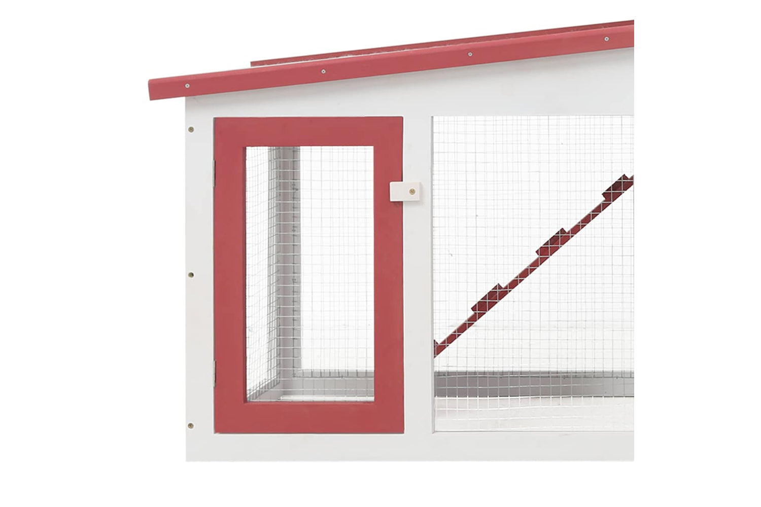 vidaXL 170845 Outdoor Large Rabbit Hutch Red And White 204x45x85cm Wood-4