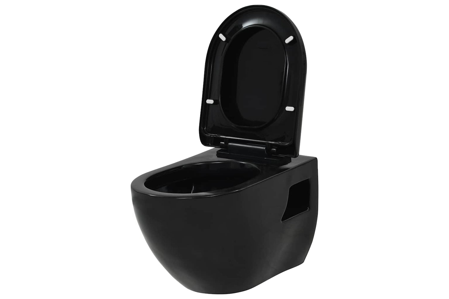 Vidaxl Wall-hung Toilet With Concealed Cistern Ceramic Black-4