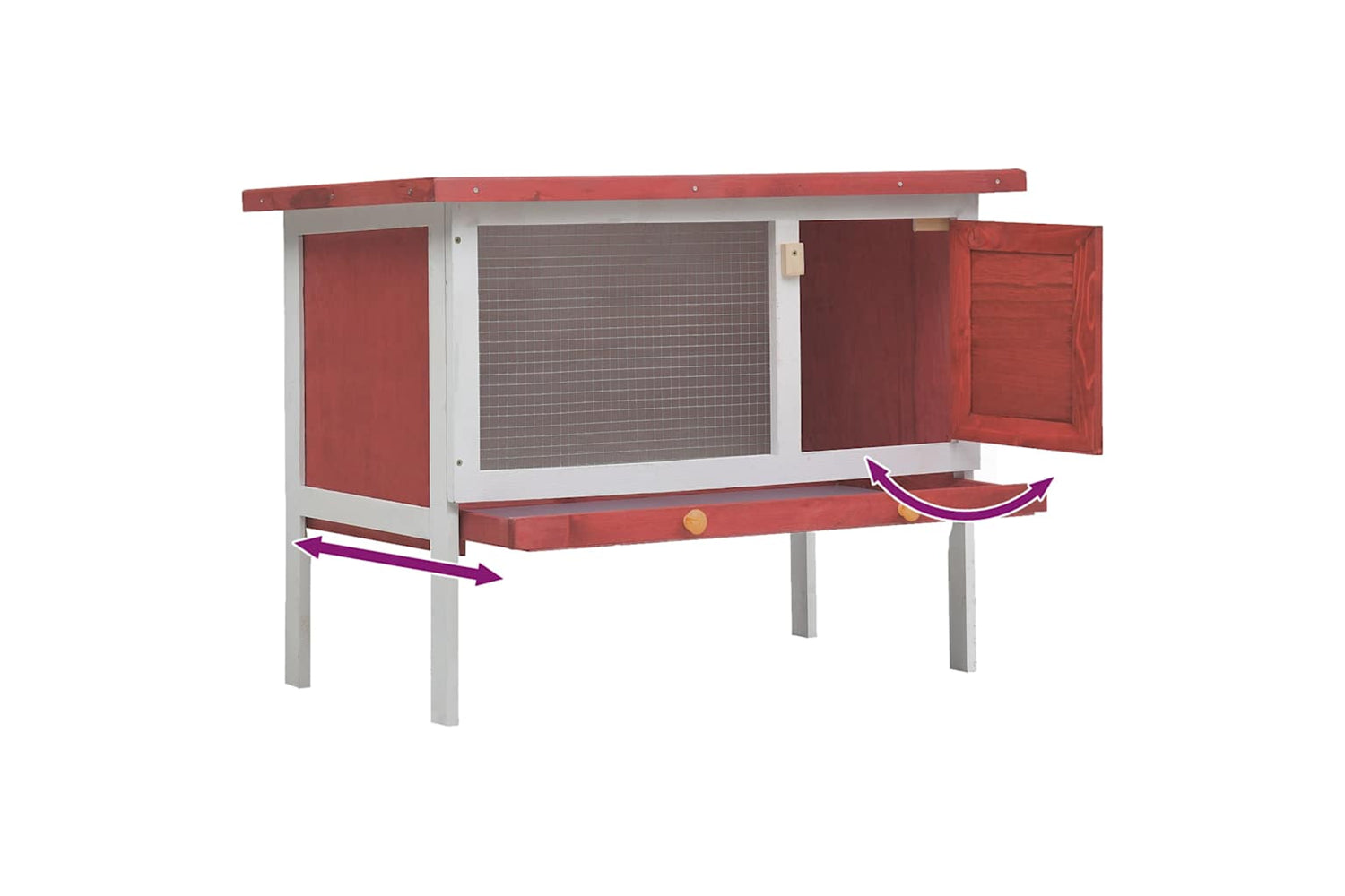 Vidaxl 170830 Outdoor Rabbit Hutch 1 Layer Red Wood-5