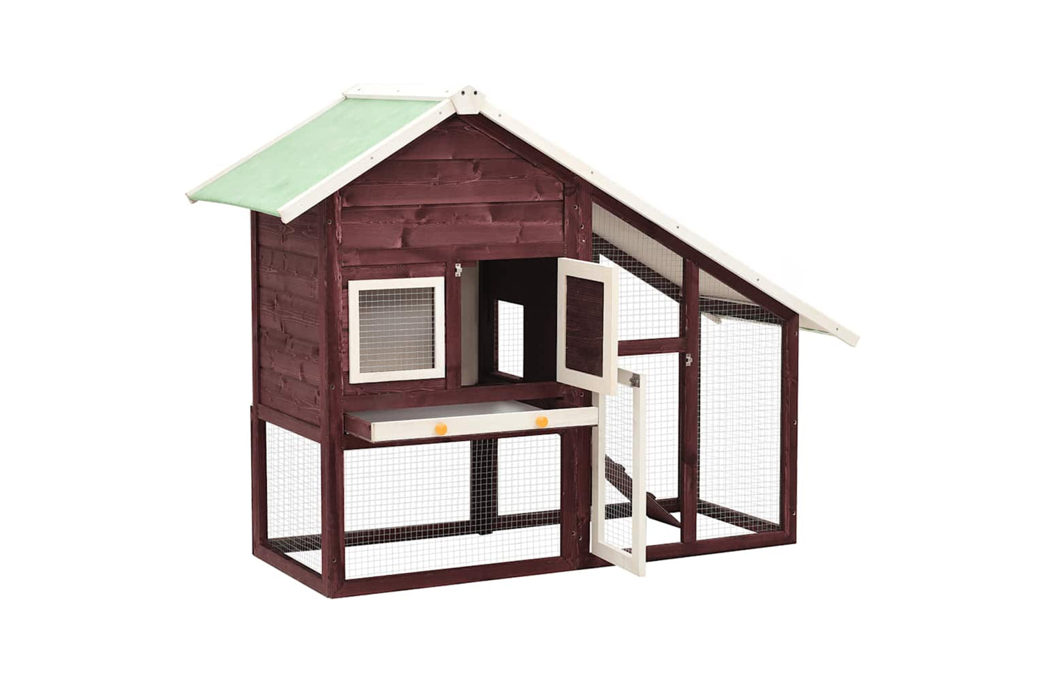 vidaXL 170870 Rabbit Hutch Mocha And White 140x63x120cm Solid Firwood-5