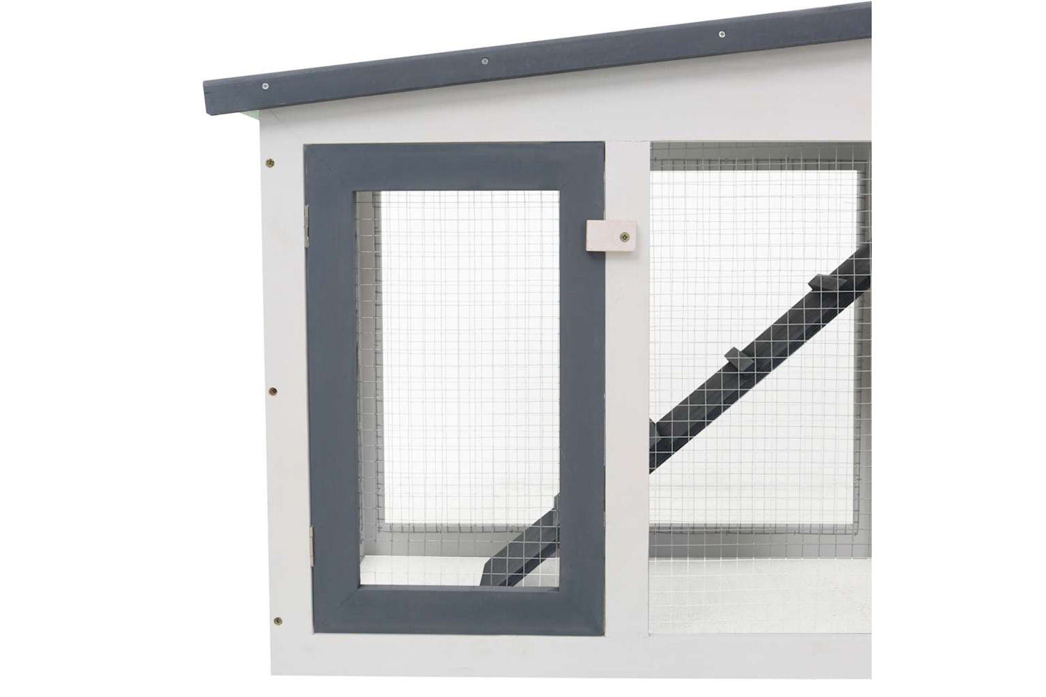 vidaXL 170843 Outdoor Large Rabbit Hutch Grey And White 204x45x85cm Wood-4