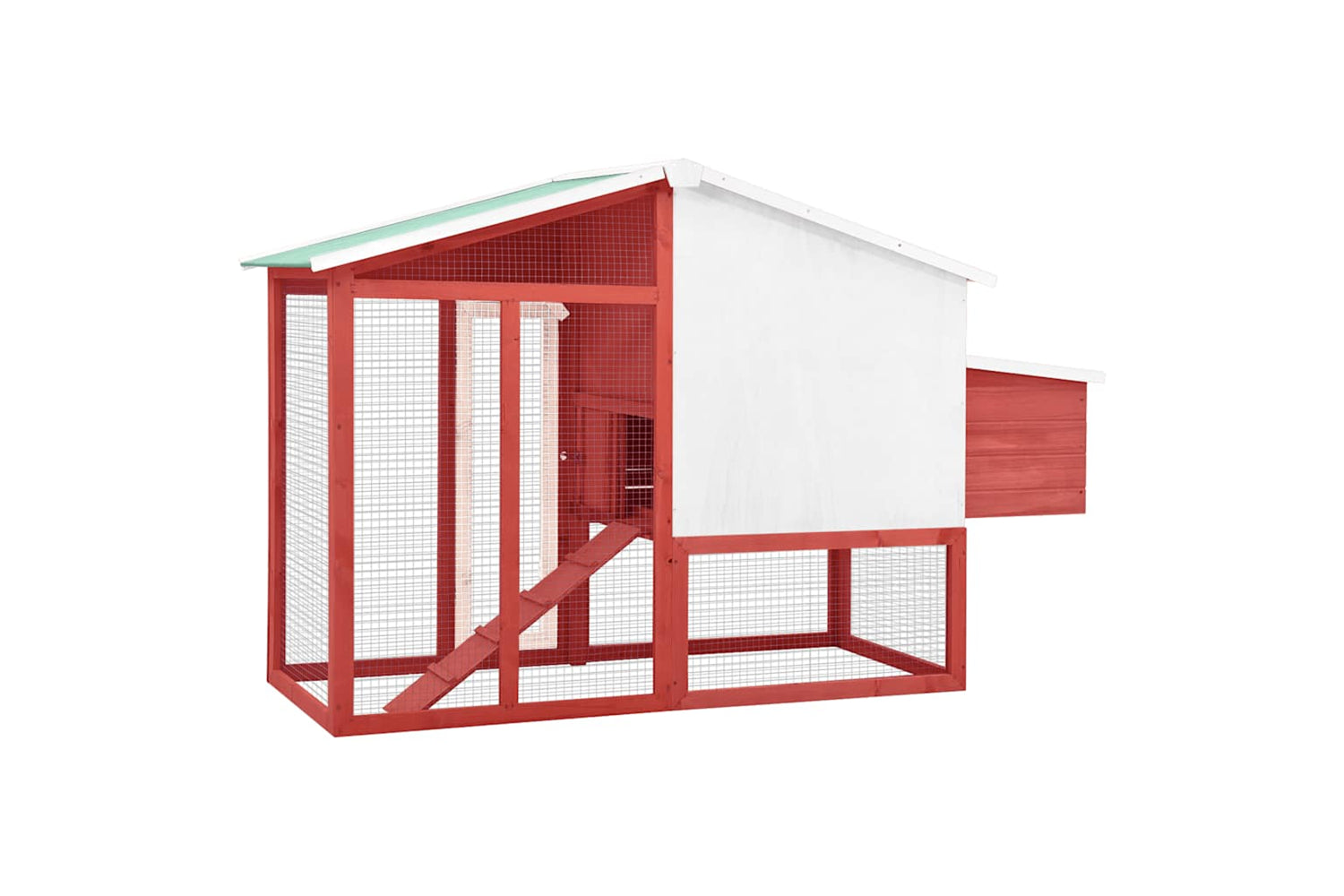 Vidaxl 170867 Chicken Coop With Nest Box Red And White Solid Fir Wood-4