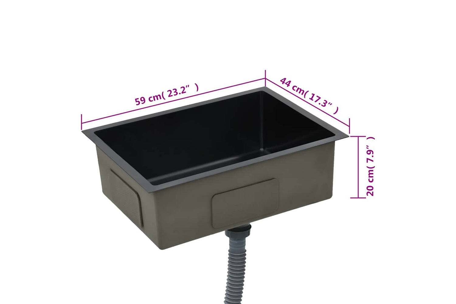 Vidaxl 145084 Handmade Kitchen Sink Black Stainless Steel-7
