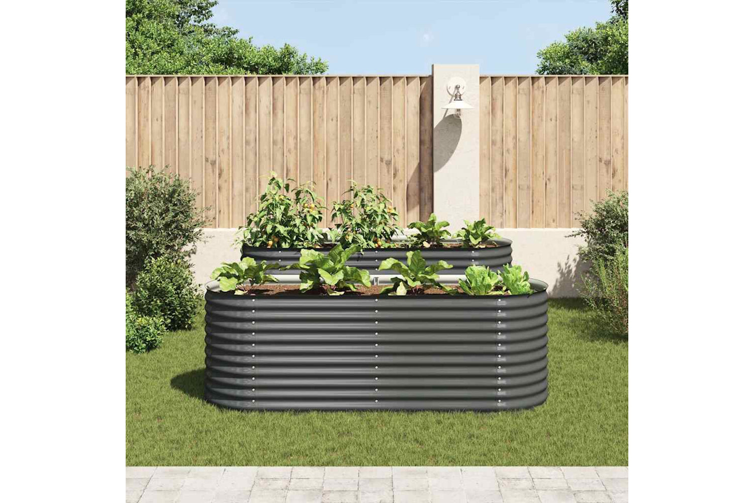 vidaXL Garden Raised Bed 240x80x81cm Galvanised Steel Grey-2