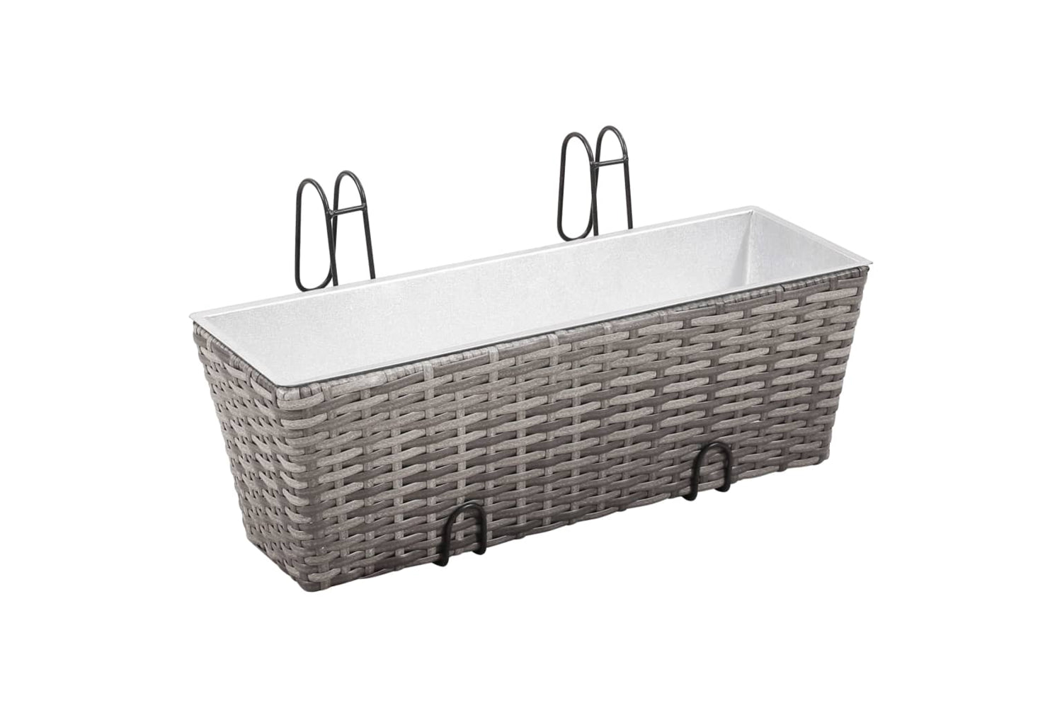 vidaXL 45428 Balcony Raised Beds 2 Pcs 50cm Grey Poly Rattan-2