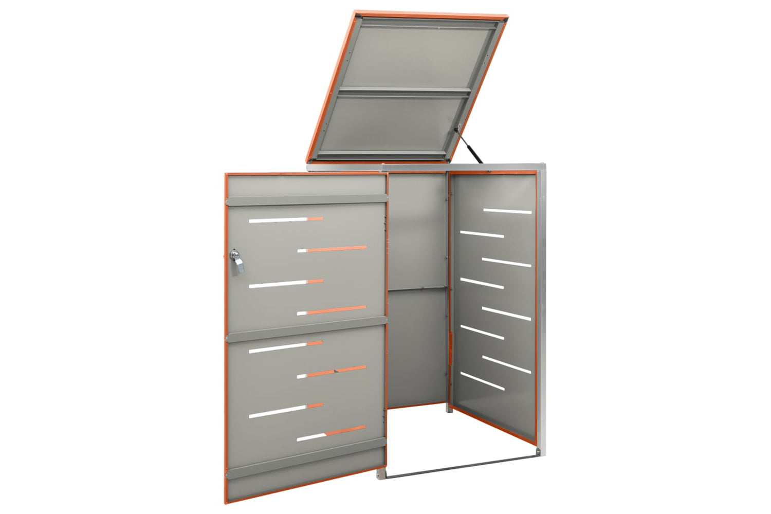 vidaXL Single Wheelie Bin Shed 69x77.5x112.5cm Stainless Steel-2