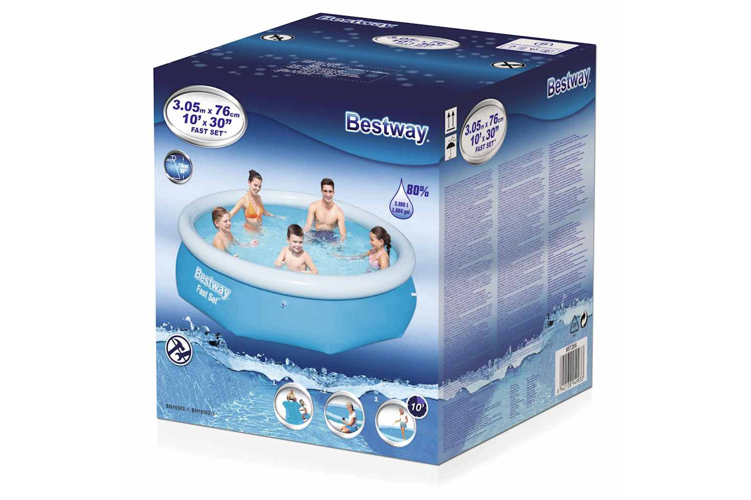 Bestway 91601 Fast Set Inflatable Swimming Pool 305x76 Cm 57266-2
