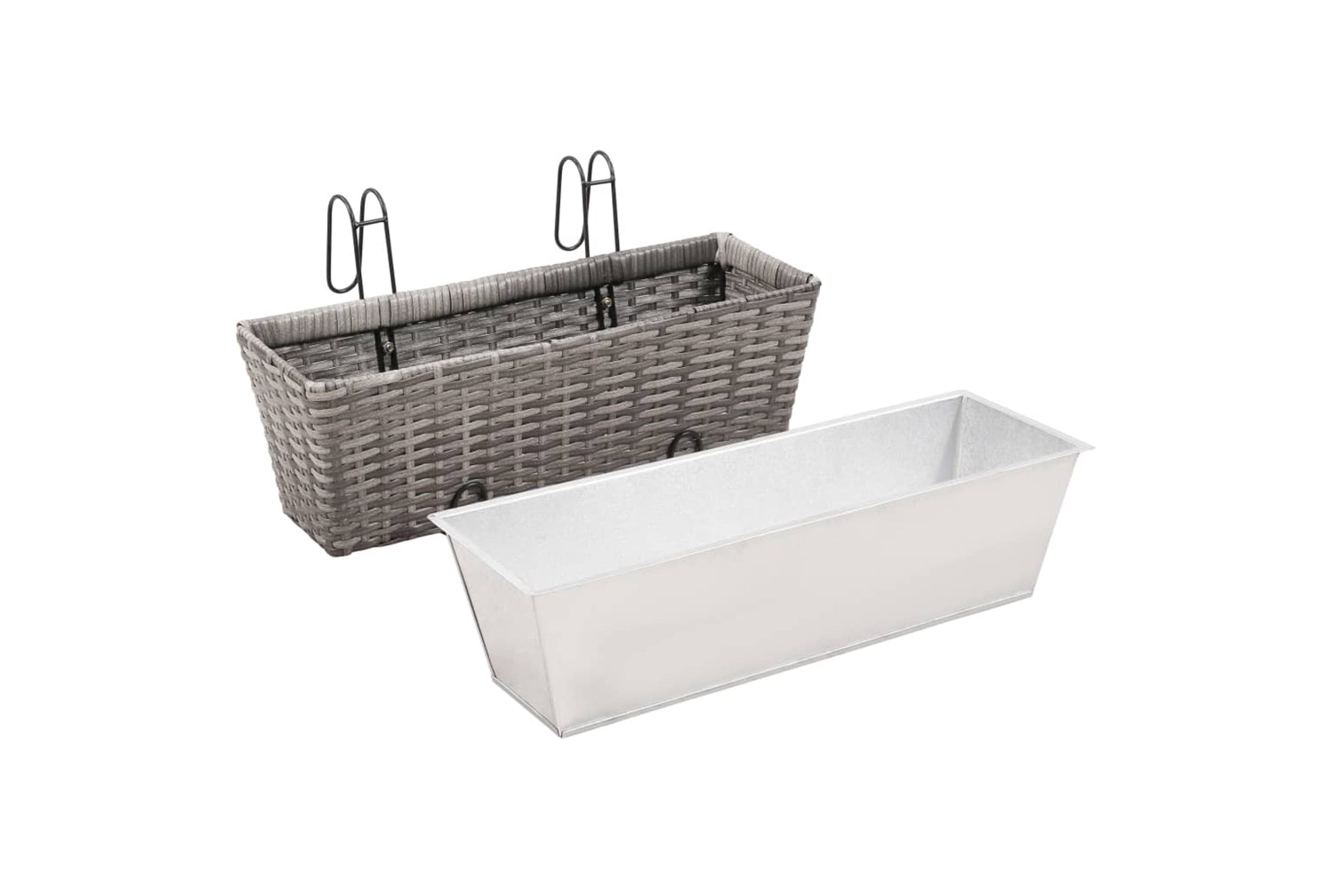vidaXL 45428 Balcony Raised Beds 2 Pcs 50cm Grey Poly Rattan-6
